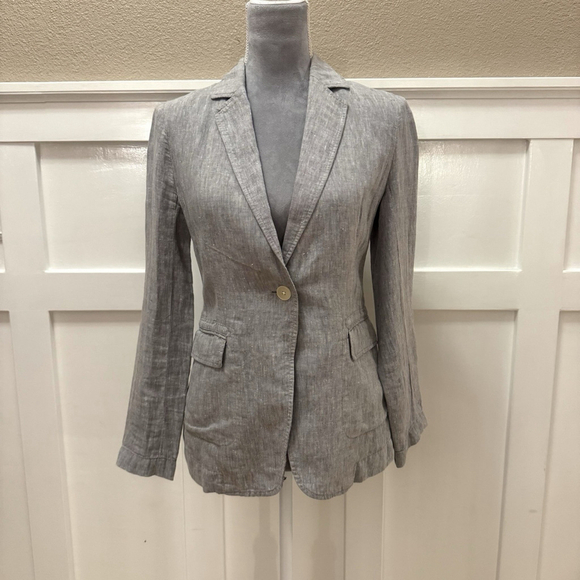 Muji 100% Linen Women Blazer Size:XS Single Breasted Gray Business casual - Picture 1 of 13